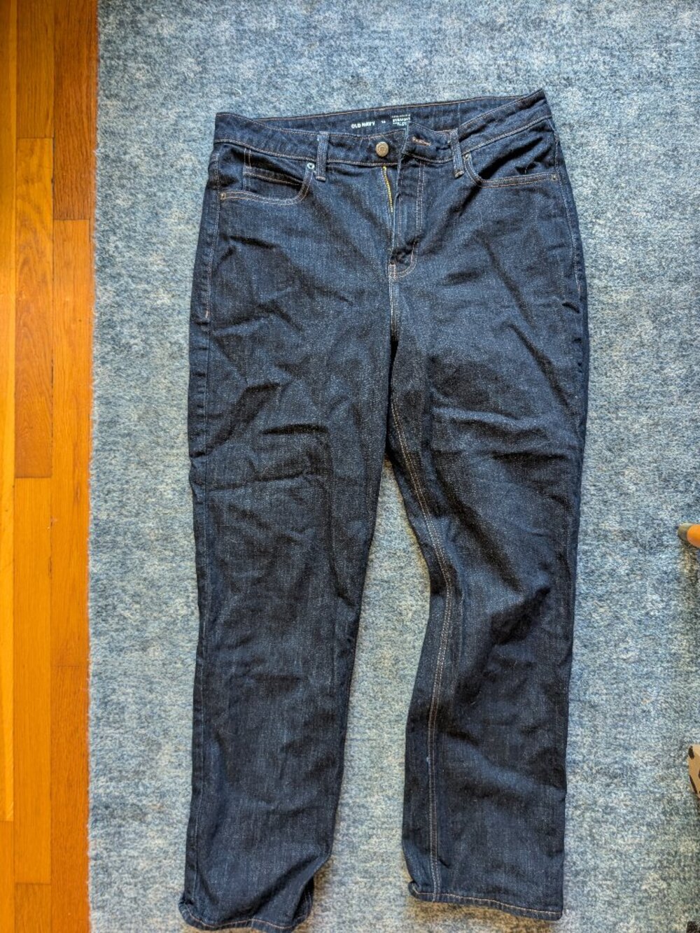 Old Navy Extra High-Waisted Dark Wash Straight Jeans